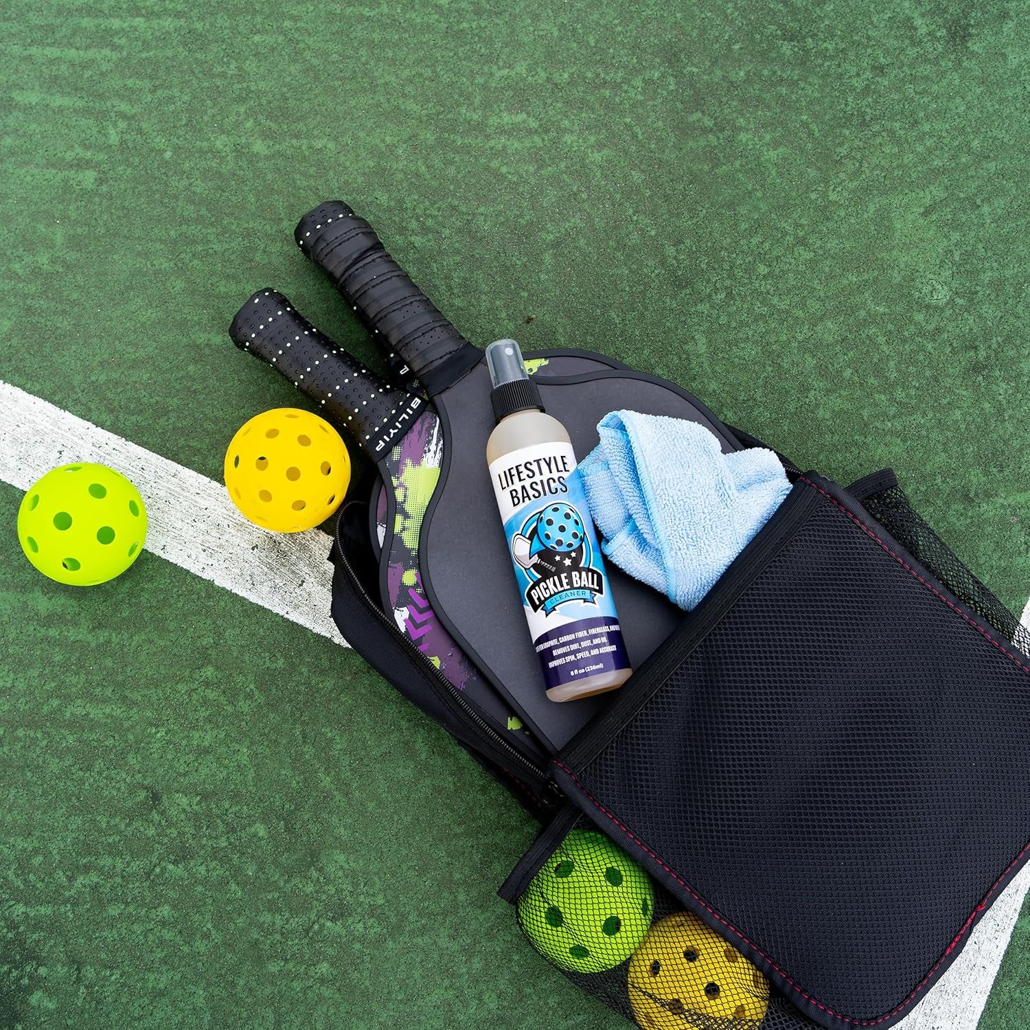 Pickleball Paddle Cleaner Spray | Improves Spin and Accuracy | Washes Away Dirt, Oil, Sand, Dust, and Grime