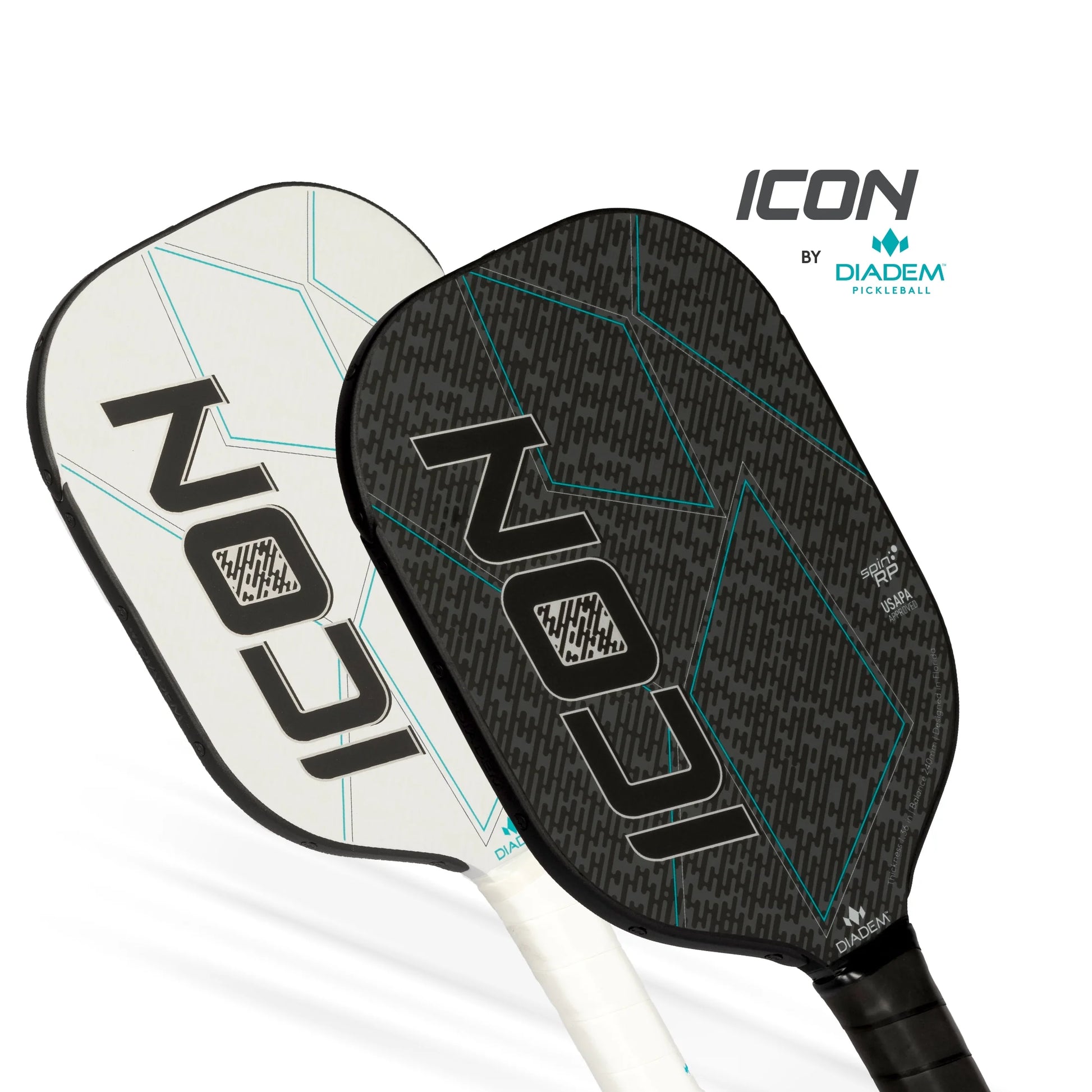 Icon Pickleball Paddle,Midweight Carbon Fiber, 8 Oz, White