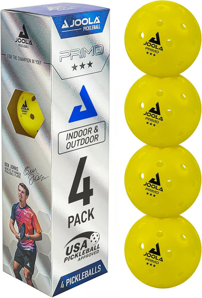 Primo Pickleball Balls - Tournament Indoor and Outdoor Pickleball Balls - USAPA Approved - Ideally Weighted and Precision Crafted 40 Hole Design Official Size - Choose 4, 20, 100 Pack