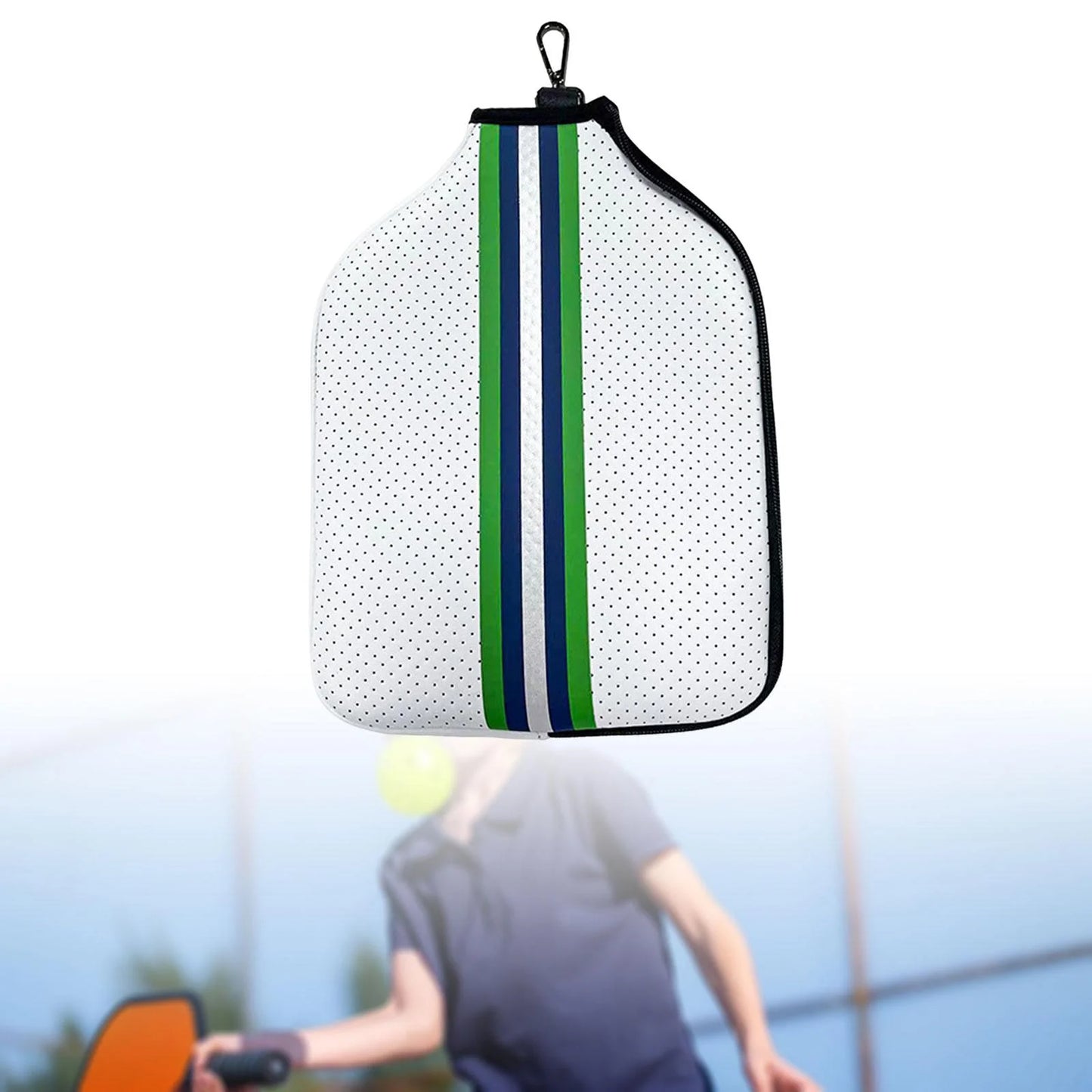 Neoprene Paddle Cover Racket Sleeve, Protective Pouch, Storage Carrier with Storage Pocket Pickleball Head Cover White