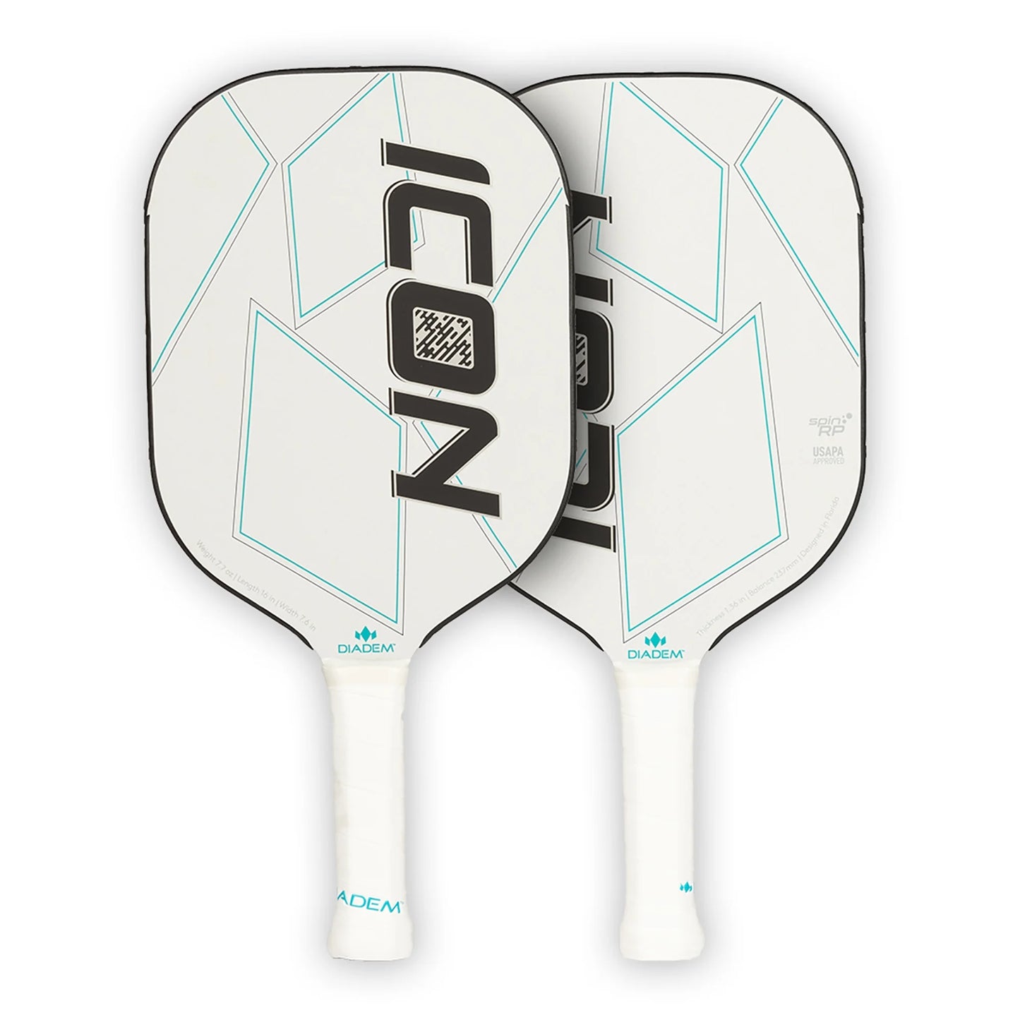 Icon Pickleball Paddle,Midweight Carbon Fiber, 8 Oz, White