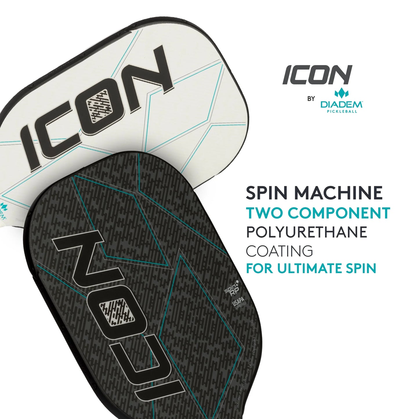 Icon Pickleball Paddle,Midweight Carbon Fiber, 8 Oz, White