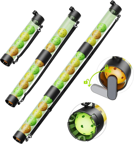 17 Balls Pickleball Ball Retriever & Ball Holder Storage with Strap, Back Saver for Pickleball Accessories, Quick for Pickleball Tube Ball Pickup