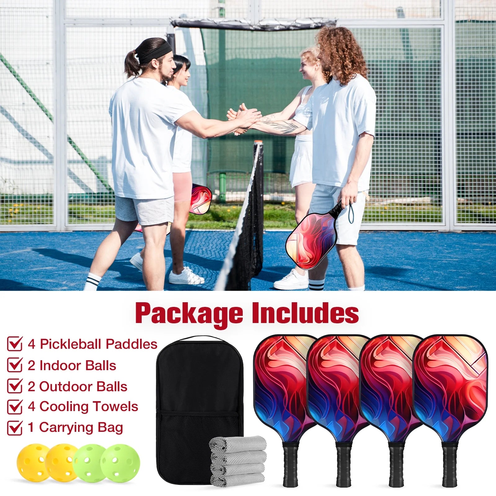 Pickleball Paddles with Cooling Towels, 2 Count