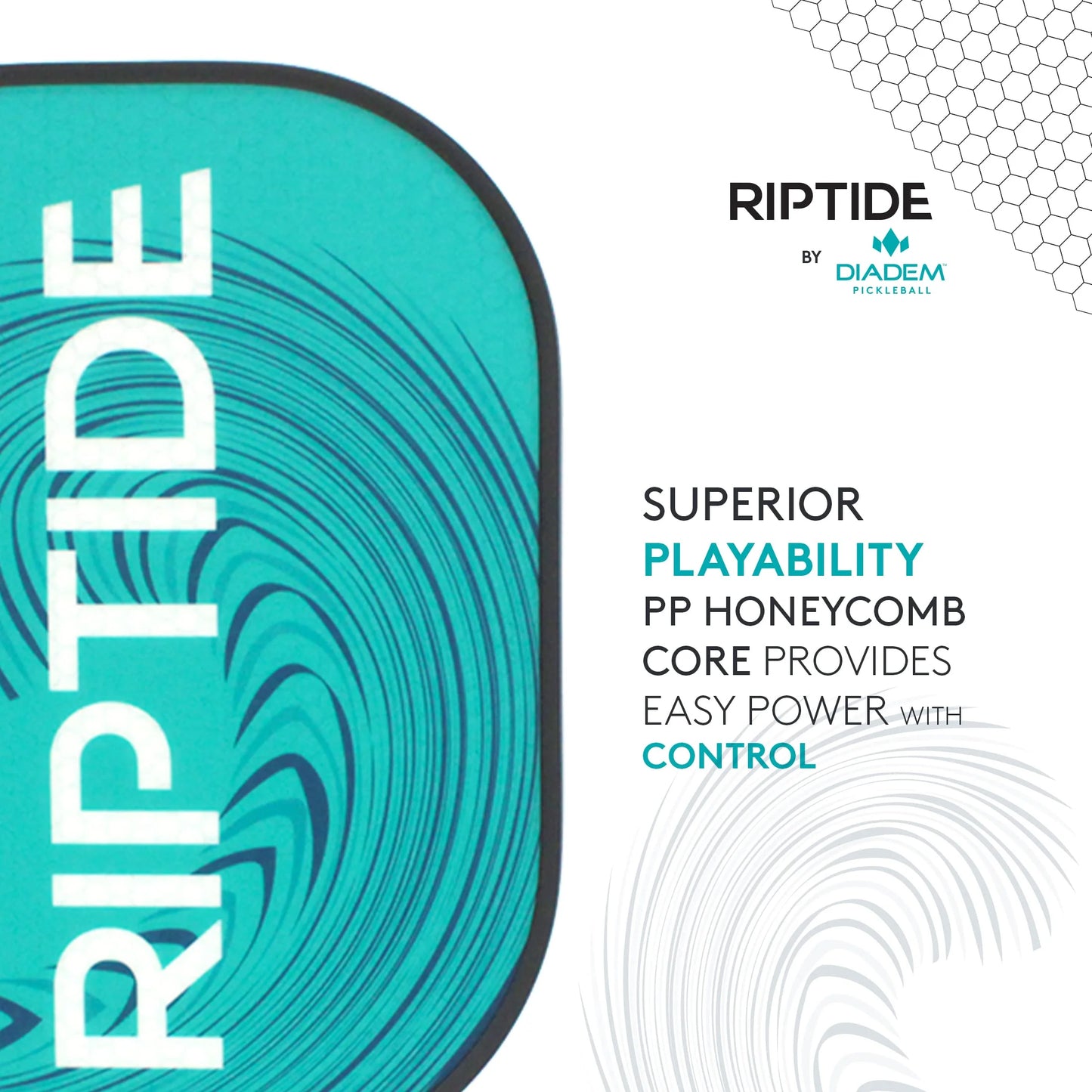 Diadem Riptide Composite Performance Pickleball Paddle | Dense Polymer Honeycomb Core | Extra Spin Playing Surface | Lightweight | Electric Yellow