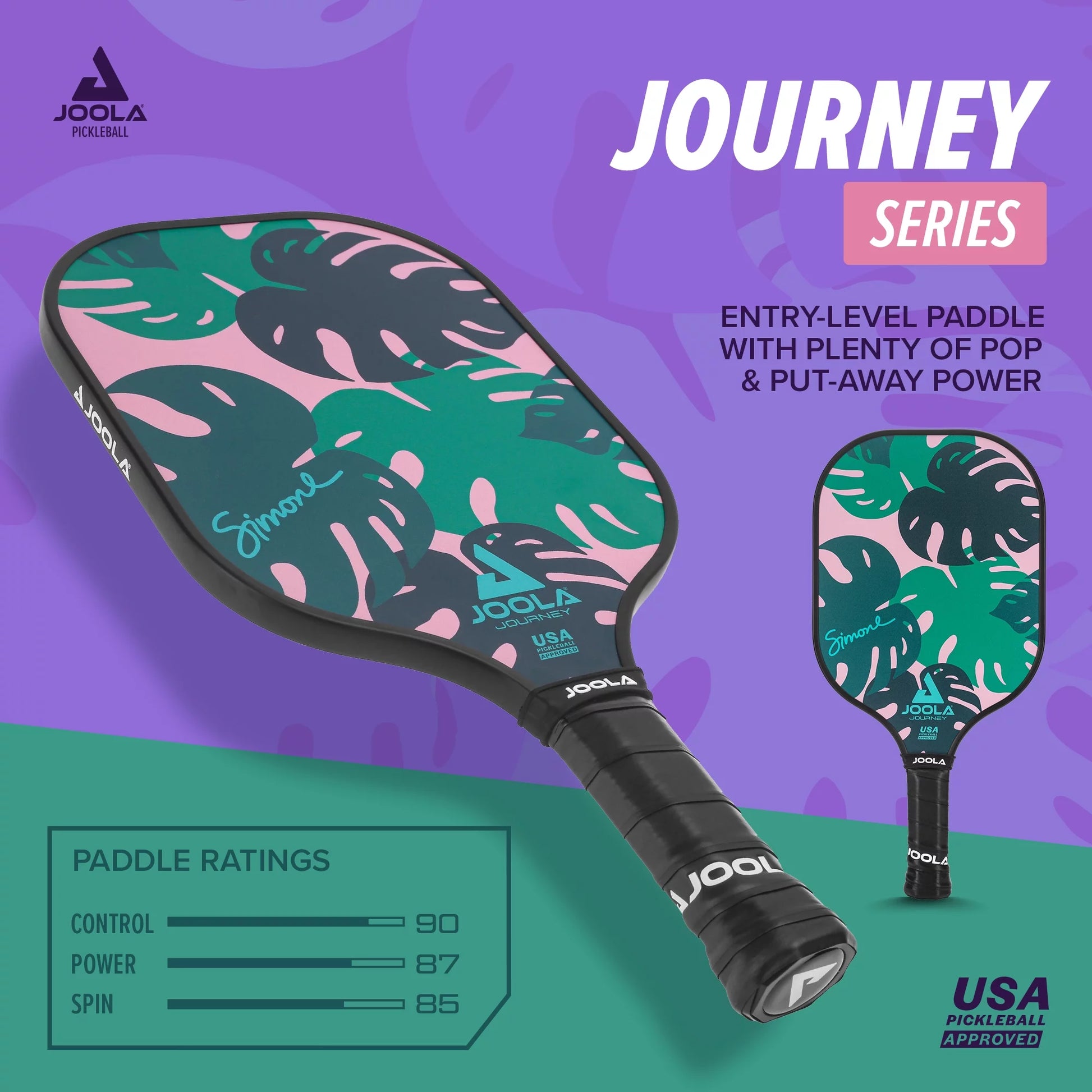 Journey Monstera Pickleball Paddle, Fiberglass, Green