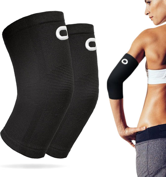 Elbow Brace Compression Sleeve (1 Pair) - Instant Arm Support Elbow Sleeves for Tendonitis, Arthritis, Bursitis, Golfers & Tennis Elbow Brace, Treatment, Workouts, Weightlifting, Pain Relief, Recovery