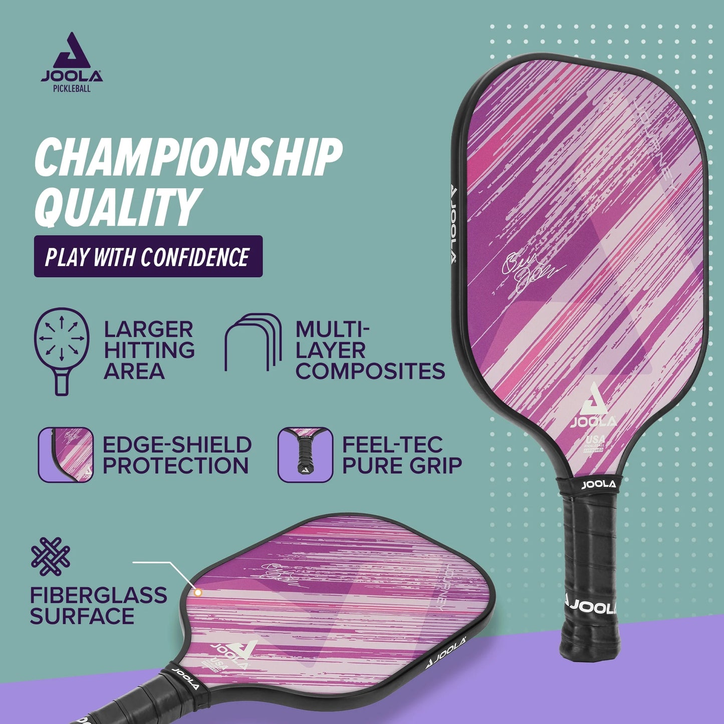 Journey Pickleball Paddle, Fiberglass, Purple