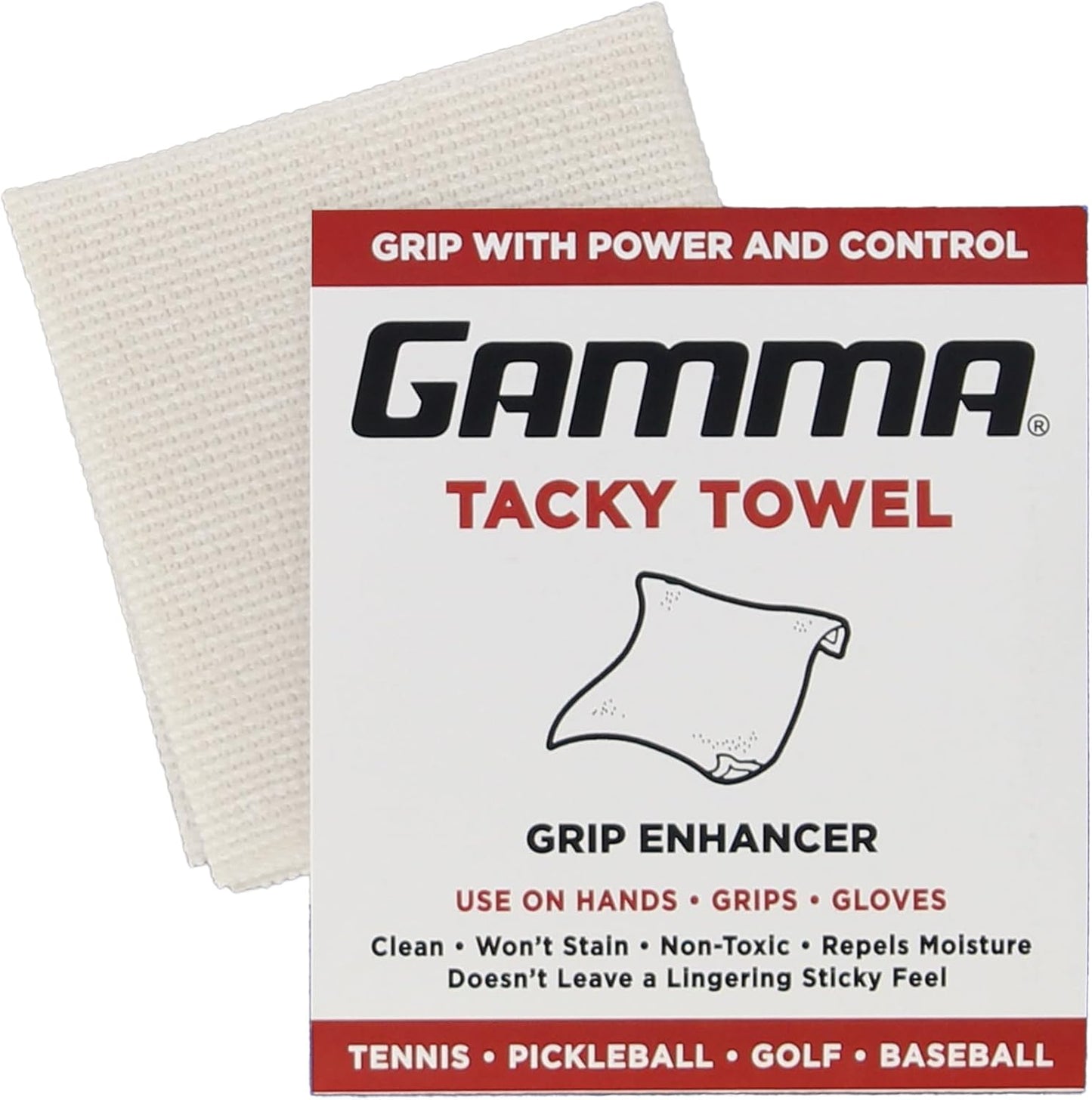 Sports Tacky Towel, Non-Toxic, Grip Traction Enhancer, Ideal for Tennis, Golf, Baseball, Basketball, Football, Softball, Pickleball, USTA Approved for Tournament Play, 8"X5"