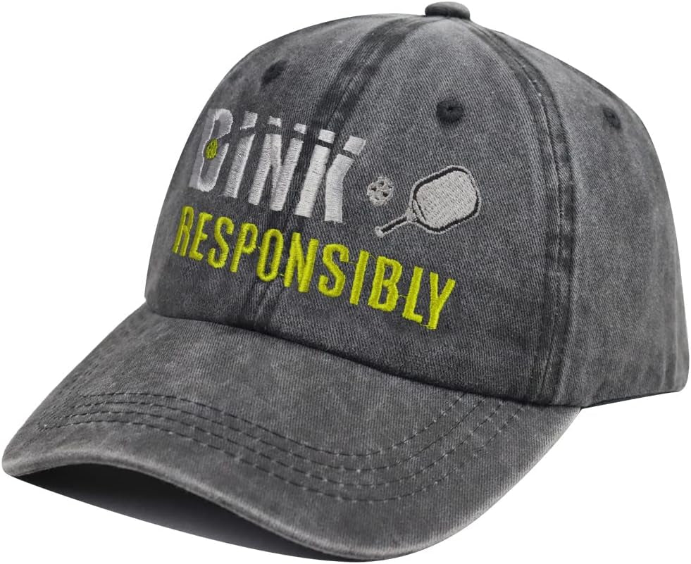 Pickleball Gifts for Men Women, Dink Responsibly Pickle Ball Outdoor Sport Cotton Adjustable Baseball Cap