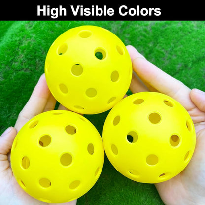 12 Pack Outdoor Pickleball Balls , Training Practice Pickle Ball, High Visibility & Durable Pickleballs(Yellow)