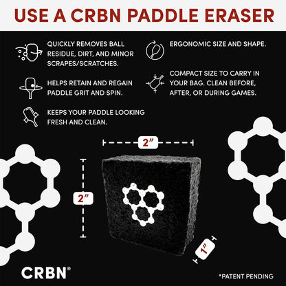 Paddle Eraser, Best Carbon Fiber Pickle Ball Racket Cleaner, Fast & Easy Rubber Bar to Remove Ball Residue, Dirt, & Minor Scrapes/Scratches