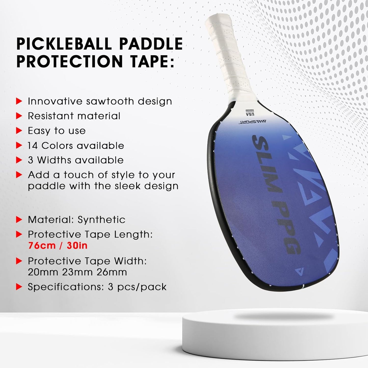 Pickleball Paddle Protection Tape - Paddle Head Edge Guard - Racket Edge Protection Tape -Fit Perfectly Curved Edge -No Wrinkling