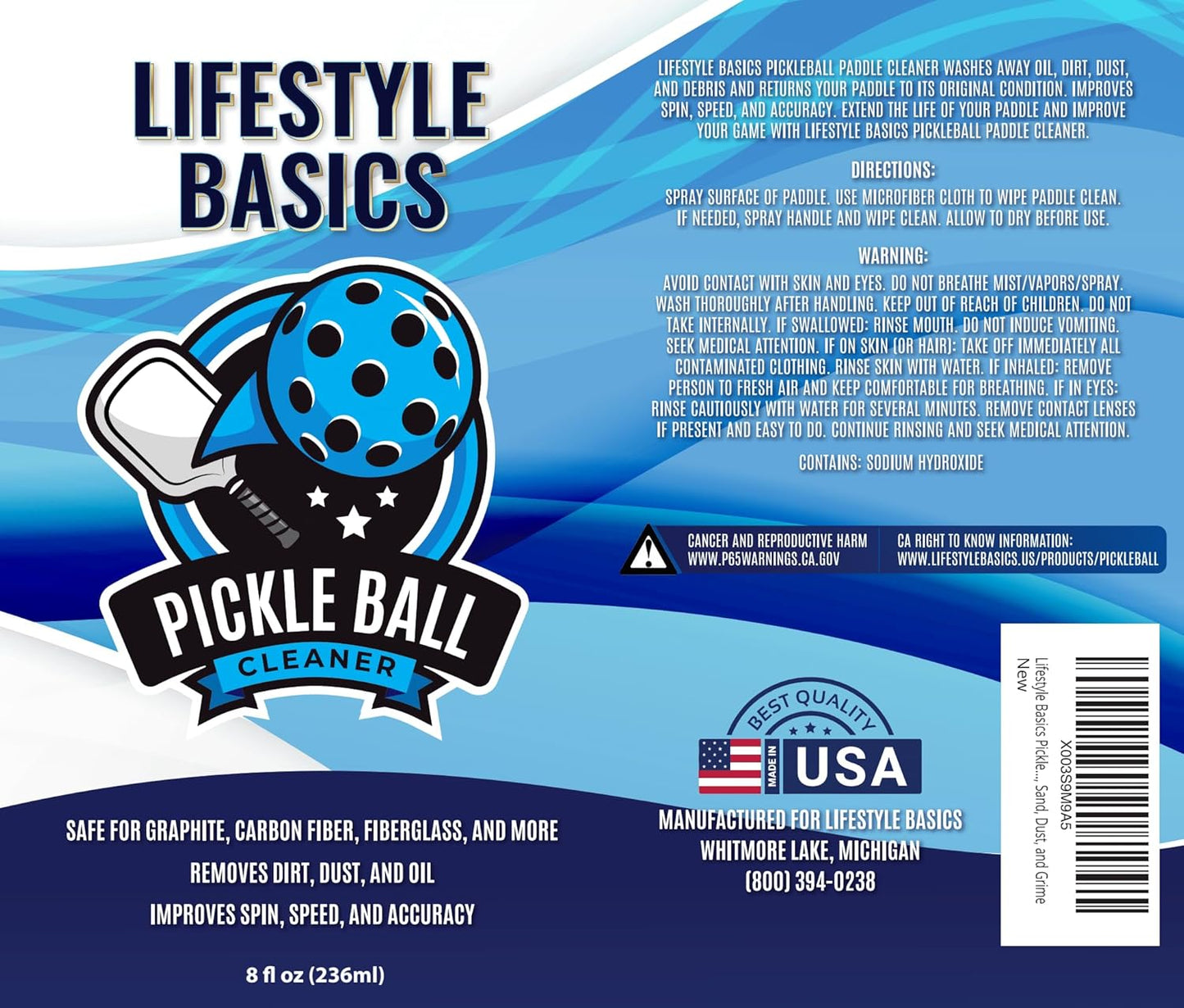 Pickleball Paddle Cleaner Spray | Improves Spin and Accuracy | Washes Away Dirt, Oil, Sand, Dust, and Grime