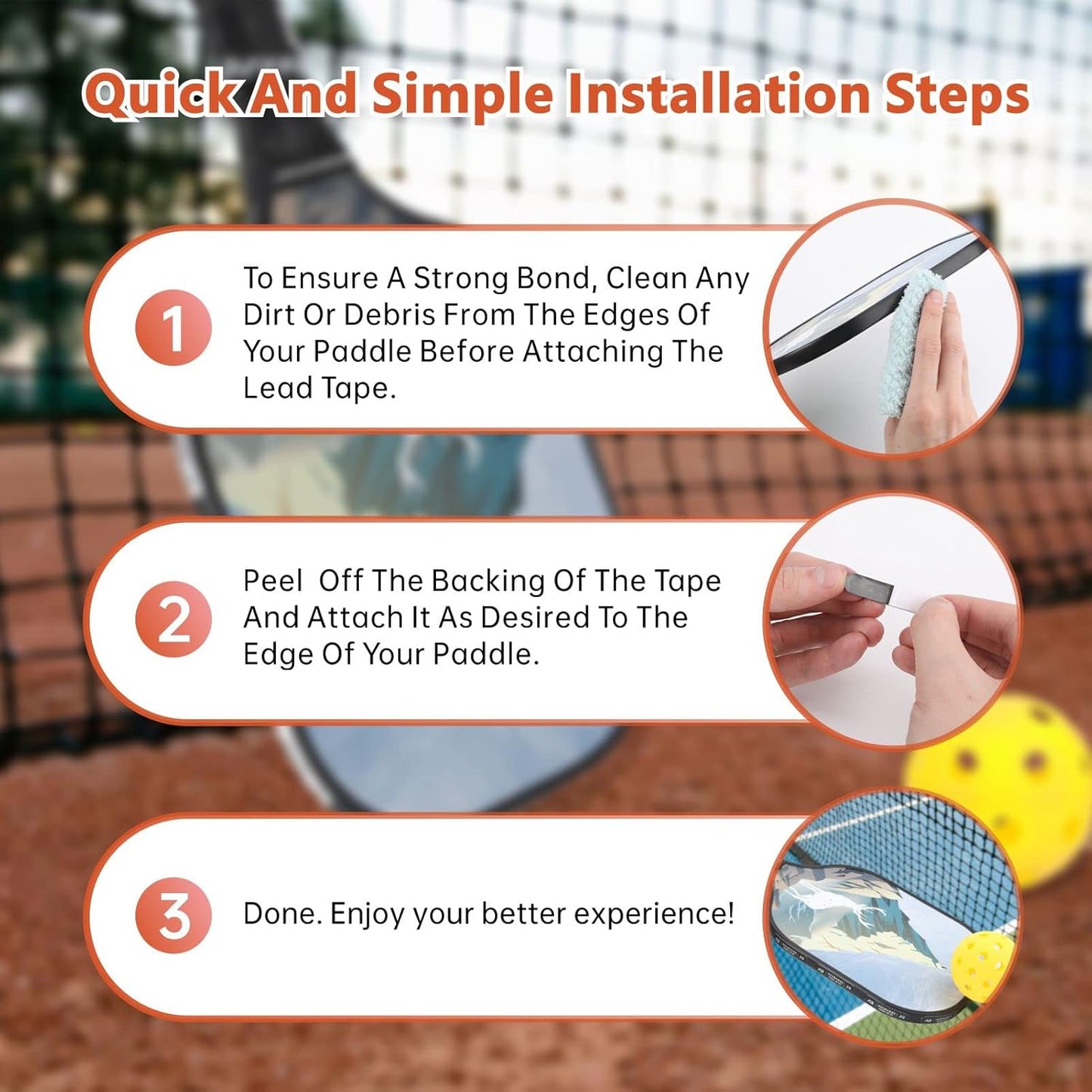 Pickleball Lead Tape - Super High Adhesive Lead Tape - Designed Specifically for Pickleball Paddles - Building the Perfect Moment of Hitting a Ball Can Make You a Better Player.