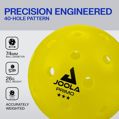 Primo Pickleball Balls - Tournament Indoor and Outdoor Pickleball Balls - USAPA Approved - Ideally Weighted and Precision Crafted 40 Hole Design Official Size - Choose 4, 20, 100 Pack